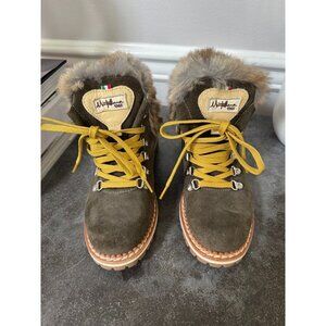NWOB Montelliana 1965 Fur Ankle Boots Green Suede 37EU